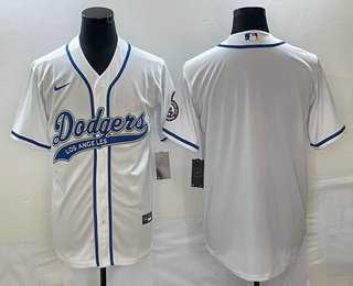 Mens Los Angeles Dodgers White Blank With Patch Cool Base Stitched Baseball Jerseys